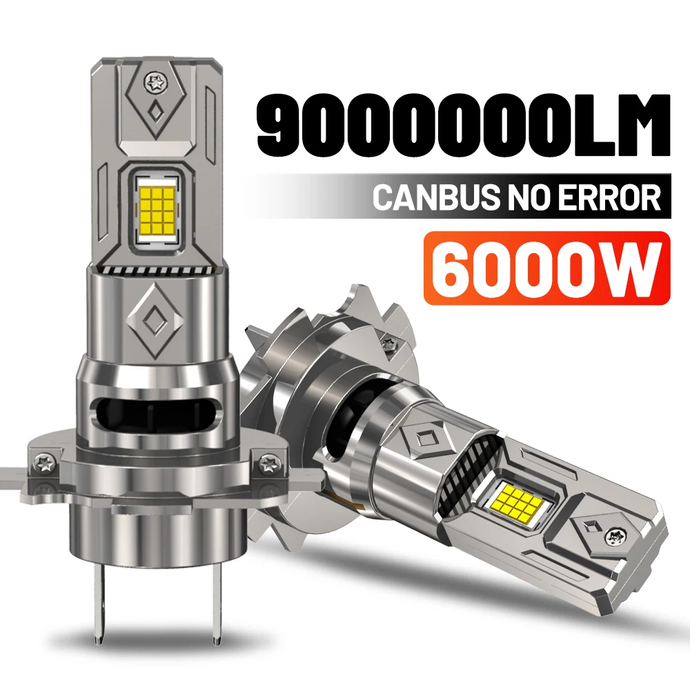 

2pcs Canbus H7 LED Bulb 9000000LM 6000W Error Free 1:1 Mini Size Head Lamp Wireless Super Bright 6000K White H7 Headlight 12V