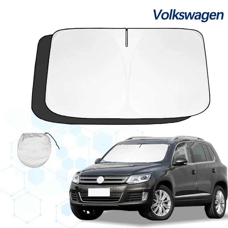 For VW Tiguan 2007-2021 Windshield Sun Shade, Foldable UV Reflective Heat Shield, Keep Car Cool Interior Accessories