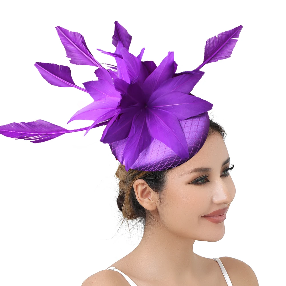 Elegant Bridal Feather Flowers Fascinator Headwear Fashion Ladies Wedding Party Dinner Hair Accessories Nice Bride Headband