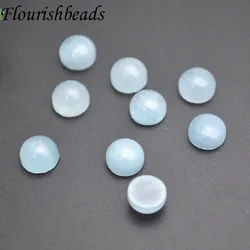 6mm Natural Aquamarine Round Shape Gemstone Cabochon Beads for DIY Rings Necklace Jewelry Making