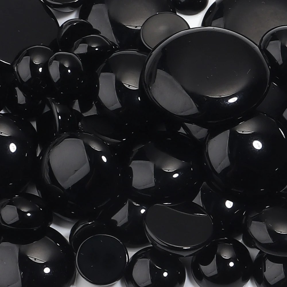 5/10pcs Natural Stone Cabochon Black Agate Round Flatback Cabochon Loose Beads For Jewelry Making DIY Ring Pendants Accessories view 5