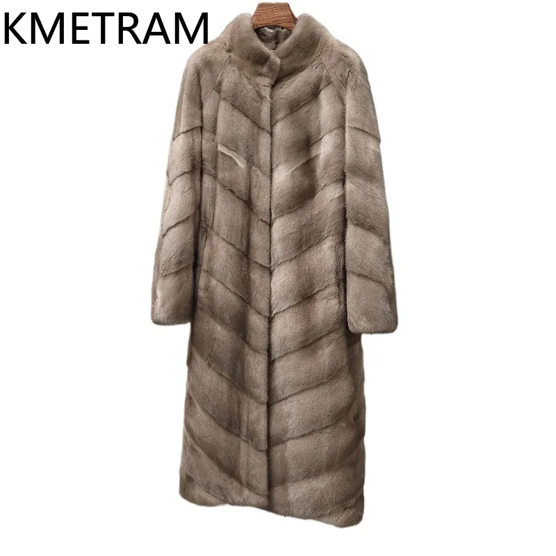 เสื้อโค้ทขนมิงค์แท้ 100% สำหรับผู้หญิง คอตั้ง สีเทา เสื้อโค้ทขนยาวแท้ ฤดูหนาว 2025 ใหม่ เสื้อผ้าผู้หญิงสำหรับใส่ด้านนอก шуба женская