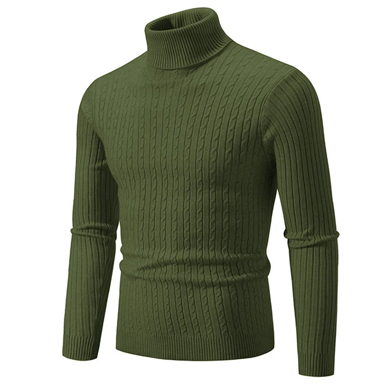 Winter High Neck Dicke Warme Pullover Männer Rollkragen Marke Herren Pullover Slim Fit Pullover Männer Strickwaren Männlichen Doppel Kragen – Detail 23