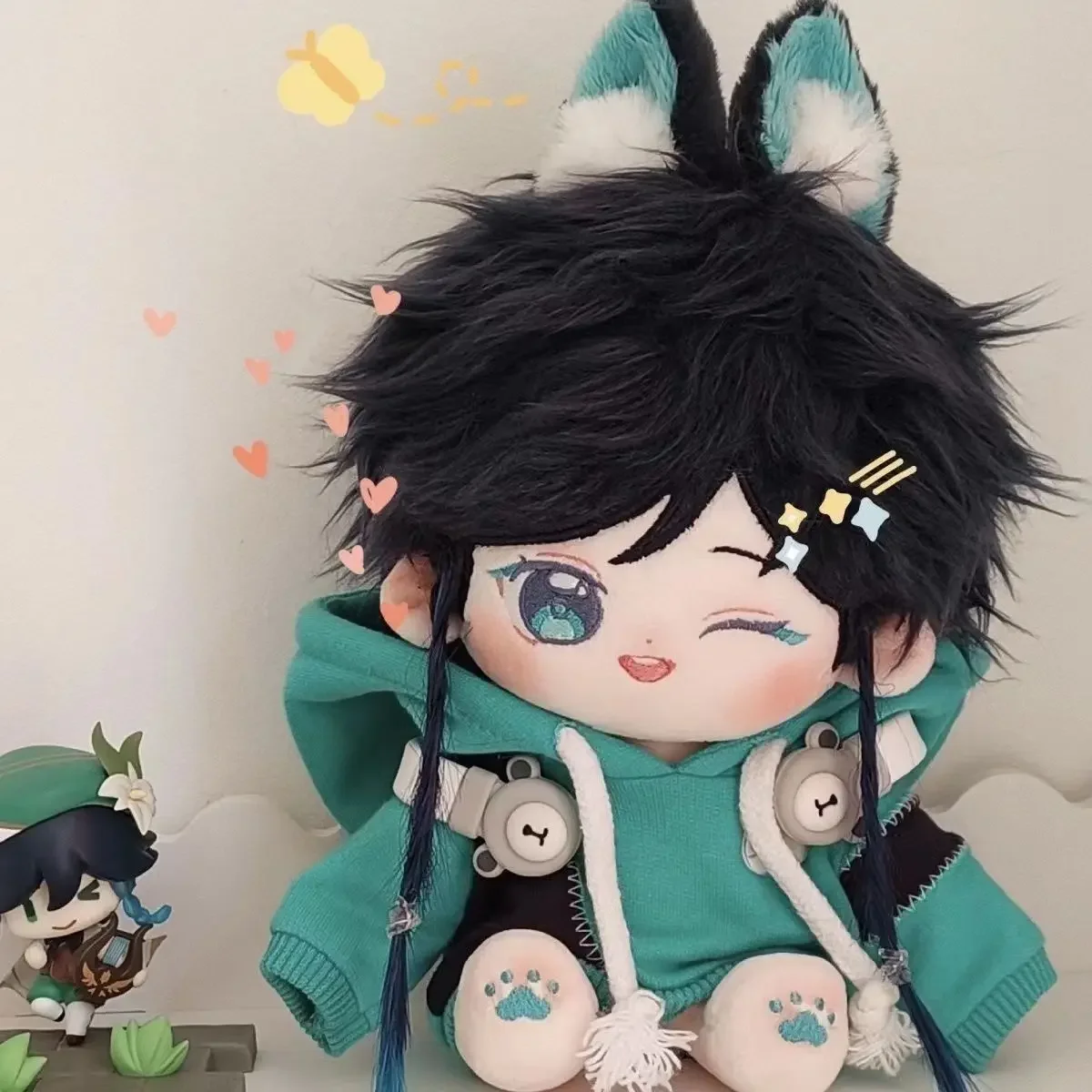 Boneka katun Cosplay Anime Genshin Impact Venti pakaian Dewa Angin mainan boneka Ambitus mewah anak-anak hadiah Natal