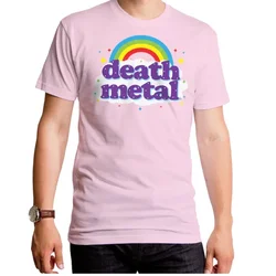 Death Metal Rainbow Men'S T-Shirt Rainbow Death Heavy Metal Mens Pink T-Shirts Funny Short Sleeve