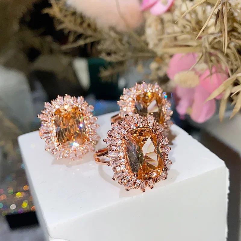 MDLFES Mo!ssan Diamond Style جديد كبير الحجم من الماس والشاي ذو حلقة متألقة لحفلات العشاء مجموعة كاملة متعددة الاستخدامات #5