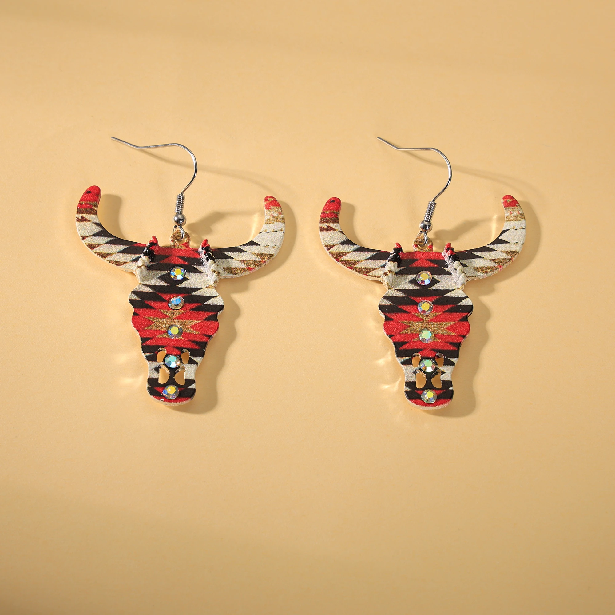 Fashion, European-American style, Western style colorful cow head earrings, Public relations, Vacation, Travel, Jewelry
