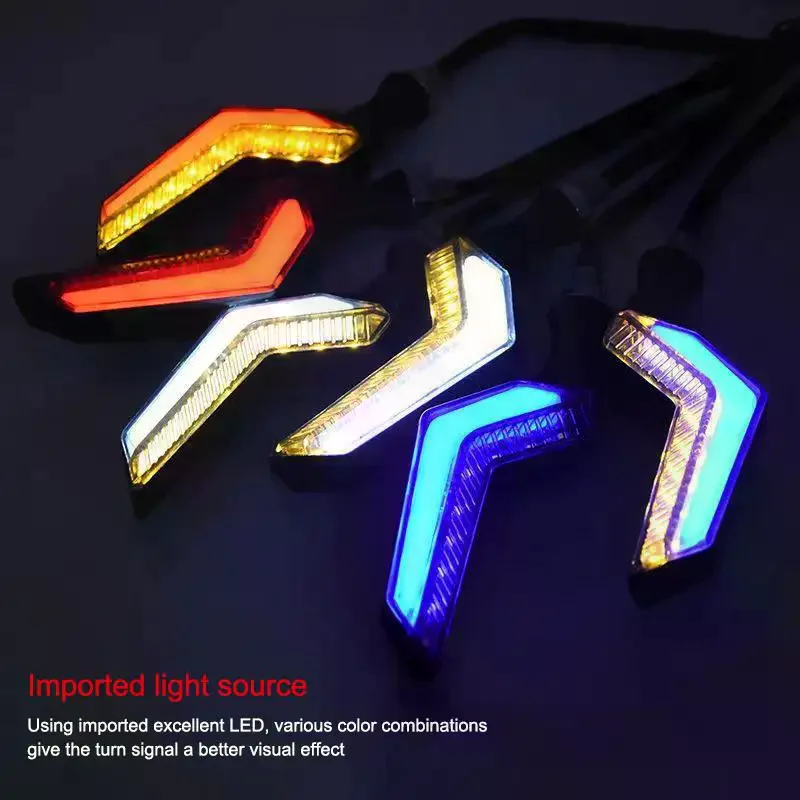 Motorcycle Modification Parts Dual-color Flowing Angel Wing Turn Signals 12V Universal Dual-color Flowing LED Turn Signals