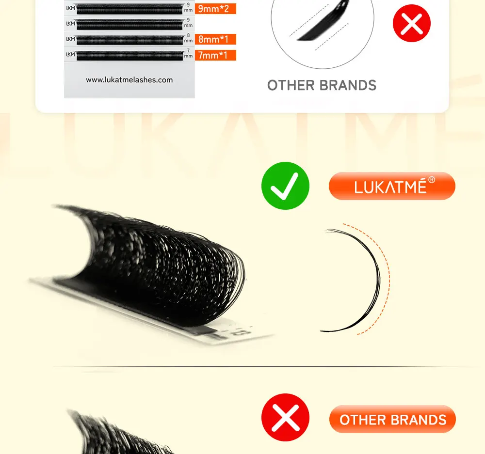 LUKATME 4D 5D YY Wimpernverlängerungen M-Curl Foxy Eyelash Faux Mink Schwarz/Braun YY 4D 5D W U Falsche Wimpern für Verführerische Augen – Detail 7