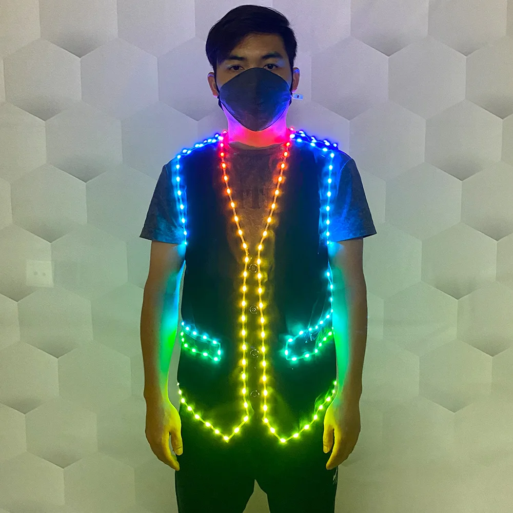 Colored Led Glow vest Bar Clothing Jacket Vest DJ Singer Party glow-in-the-dark supplies Stage Belt charging glow supplies