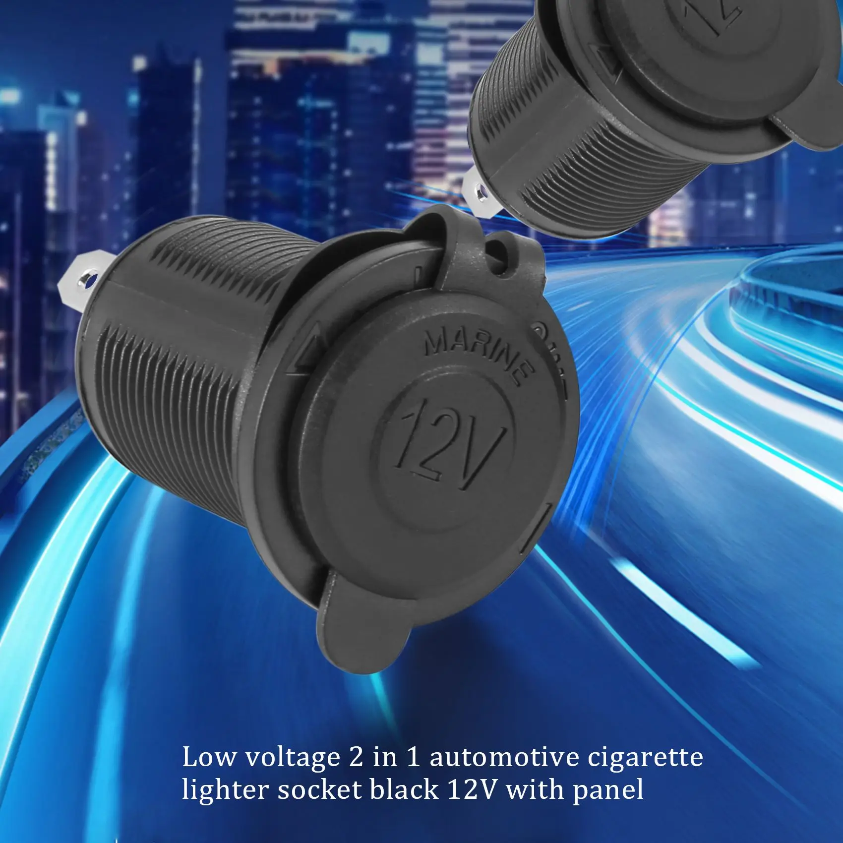 HDL 2 x Power outlet 12V cigarette lighter plug recessed for Car Moto Boat
