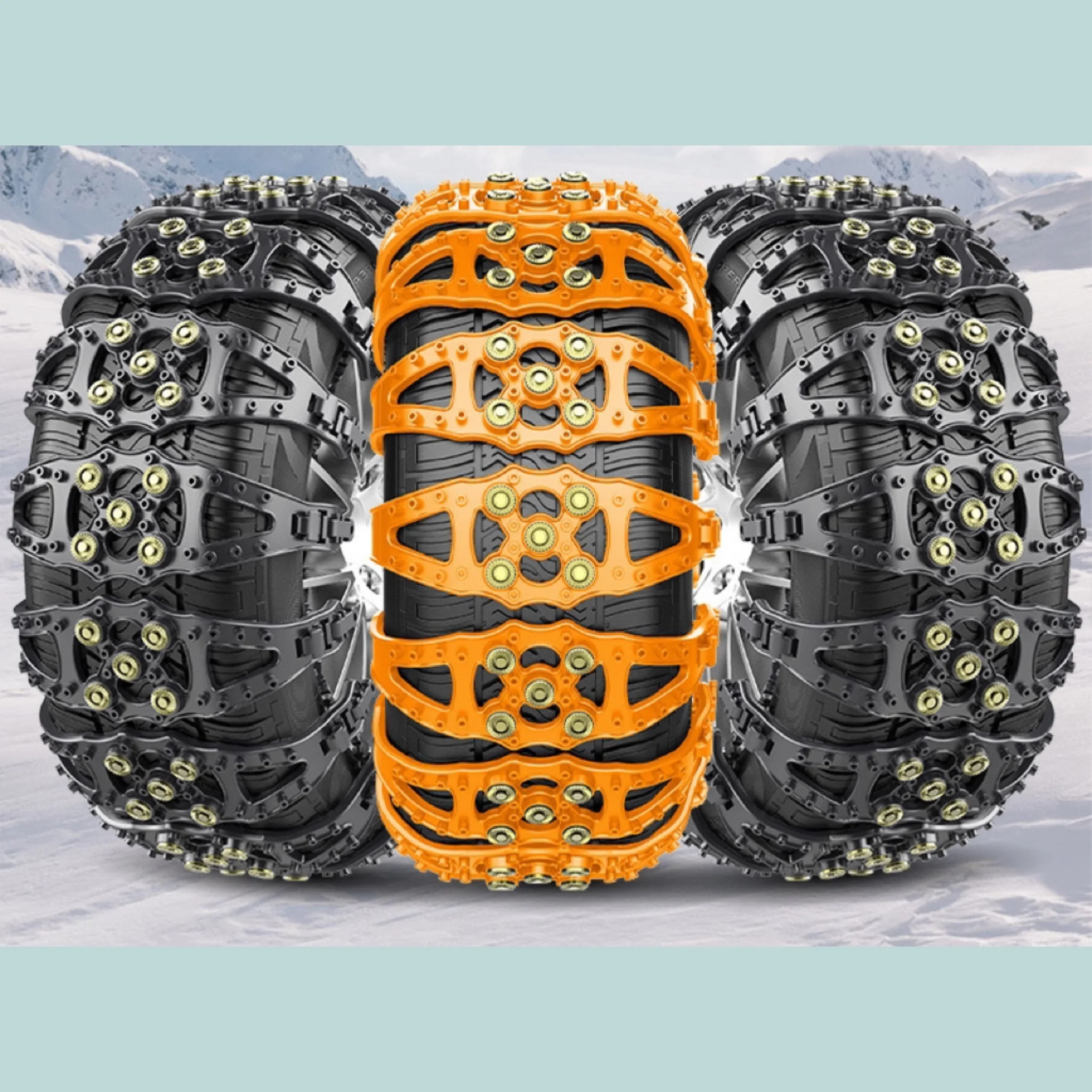 2PCS Universal Snow Cattle Emergency Tire Chains Snow Chain Car Snow Chain Car Anti-Skid Chains Off-Road Car Suv Bread Minivan