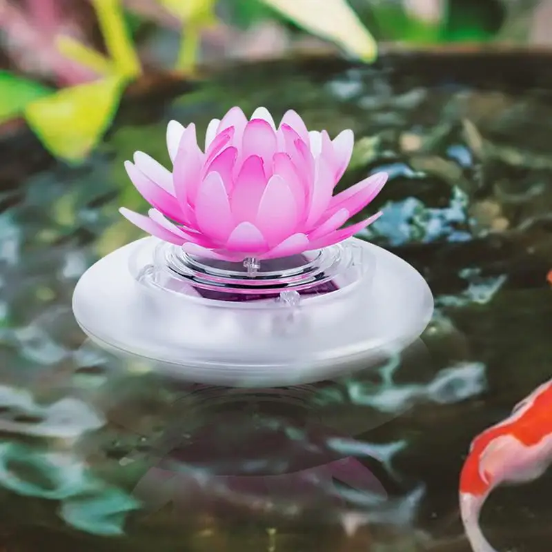 Solar Lotus Lamp Powered LED Flower Light Colorful Gradient Pond Light Waterproof LED Cableless Decorative Pool Floating Light