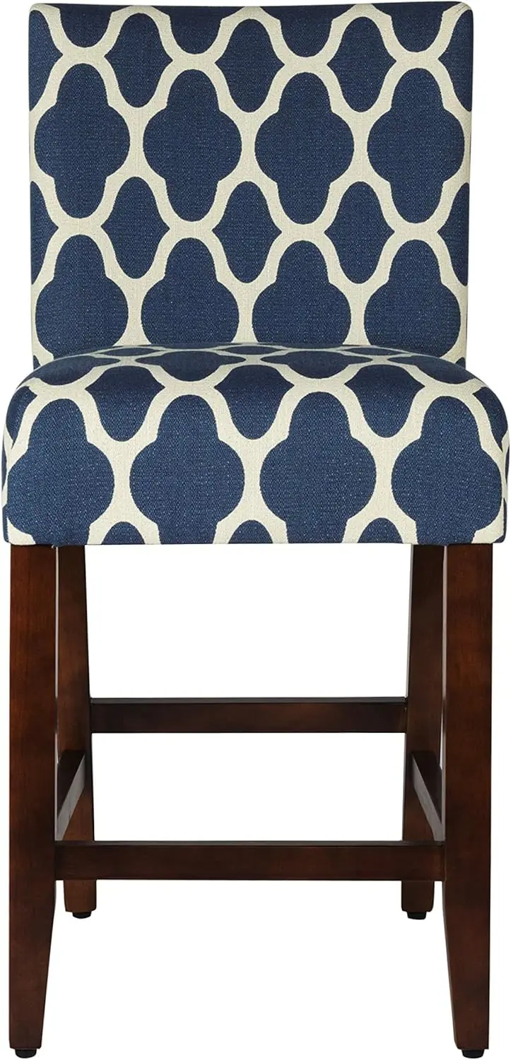 

Upholstered Counter Height Barstool, 24-Inch, Navy And Cream Geometric