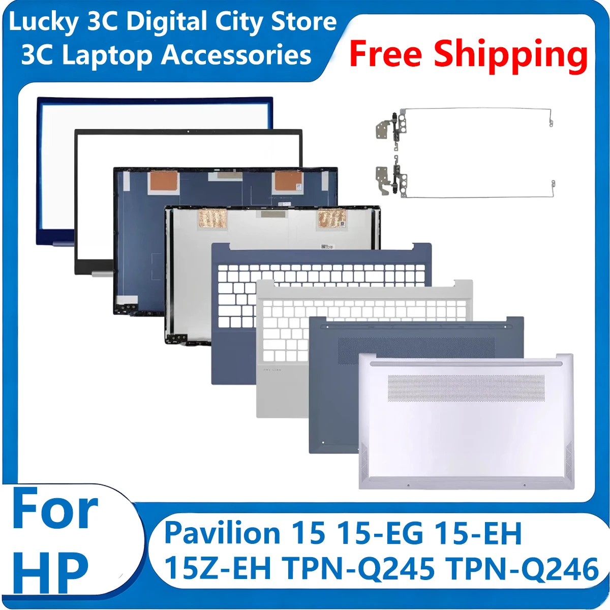 New For HP Pavilion 15-EG 15Z/15-EH TPN-Q245 TPN-Q246 Laptop LCD Back Cover/Front Bezel/Palmrest/Bottom Case M08901-001 Silver