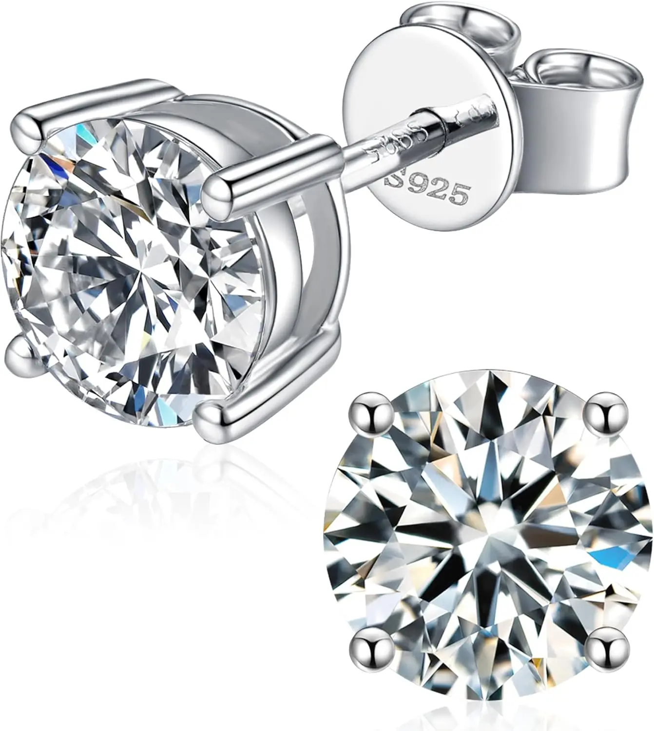 

Moissanite Stud Earrings for Women, 925 Sterling Silver Earrings, 18K White Gold Plating earrings for Men (0.6-4ct)