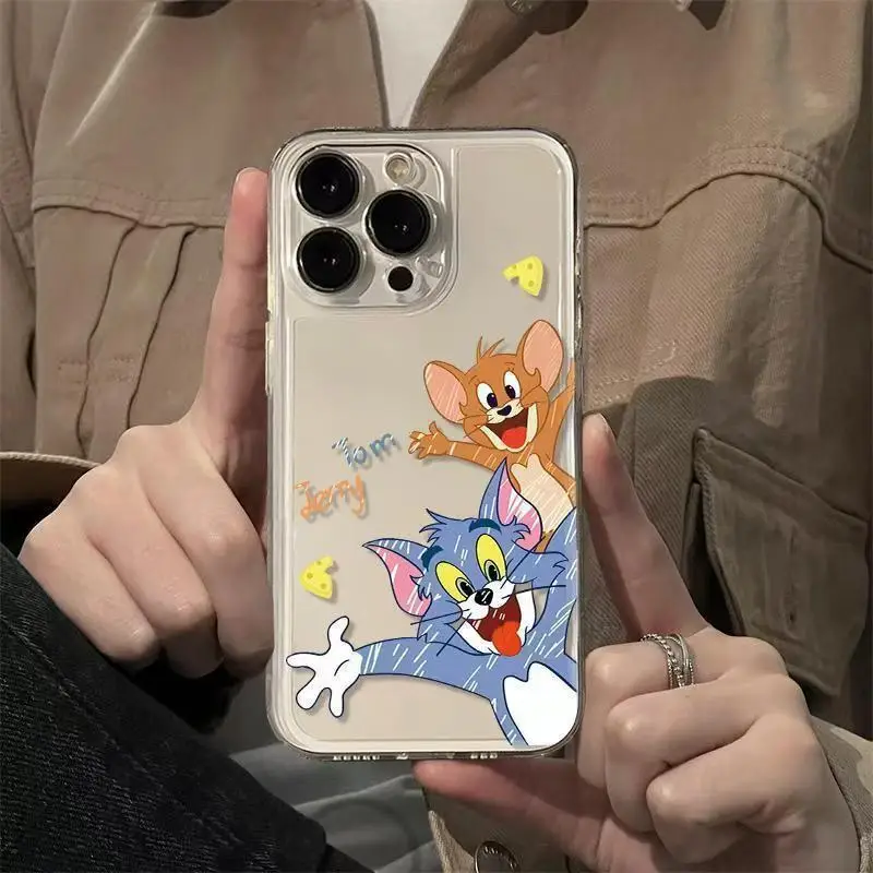 Tom and Jerry Waved Happily Phone Case For iPhone 16 15 14 13 12 11 Pro Max XR XS MAX 7 8 PLUS Y2K Shockproof Bumper Cover