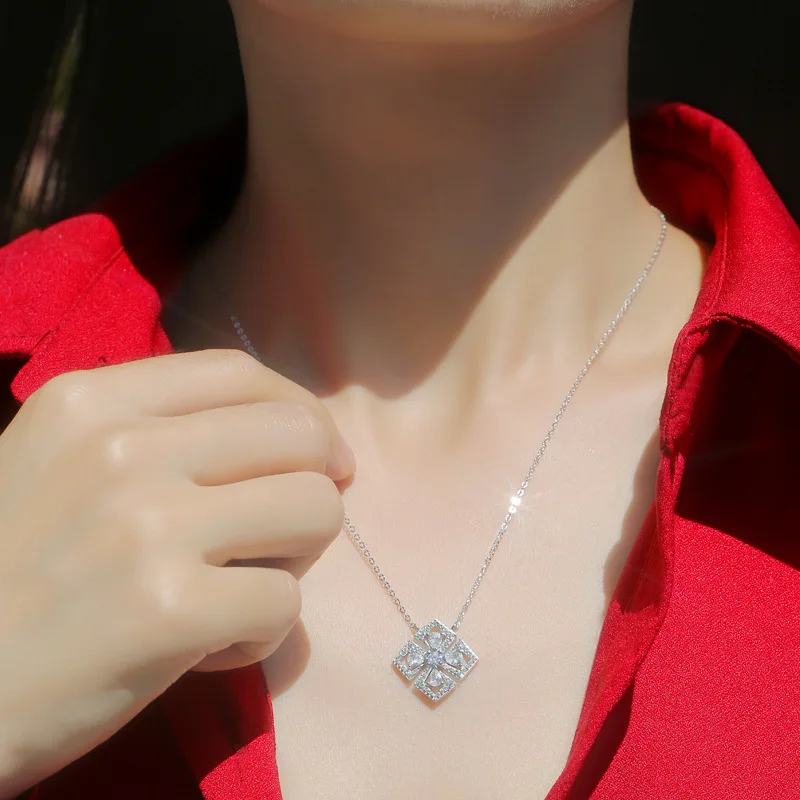 D Color Moissanite Diamond S925 Sterling Silver Pendant Accented Necklace for Women Free Shipping