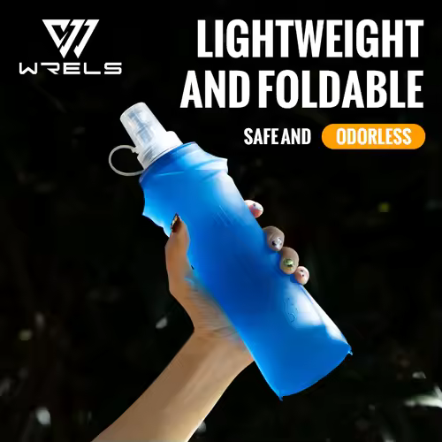 WRELS Folding Collapsible Water Bottle Running Water Bottle Soft Flask TPU BPA-Free Camping Hiking Travel Folding Water Bottle - Image 11