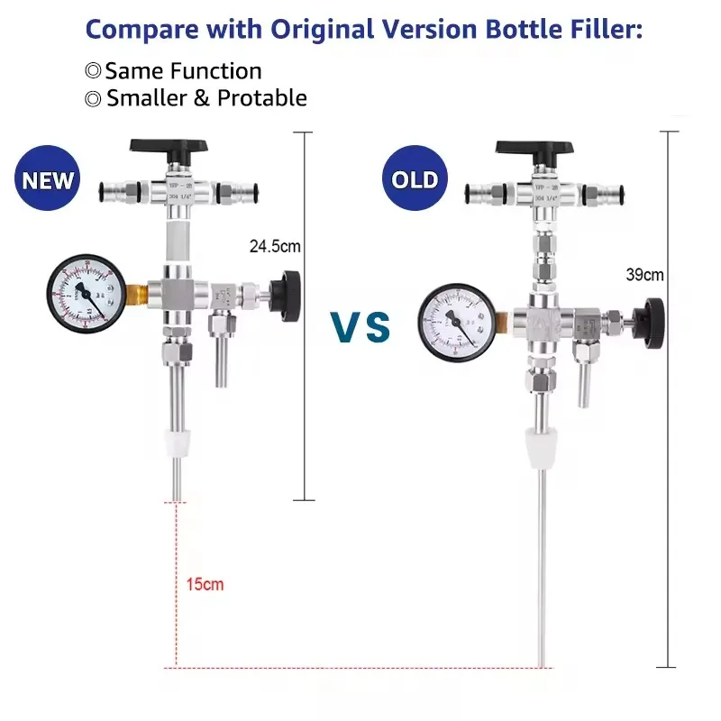 Homebrew Stainless Steel Beer Bottling Transfer Kit with Ball Lock Post & 0-60Psi Pressure Gauge，Counter Pressure Bottle Filler