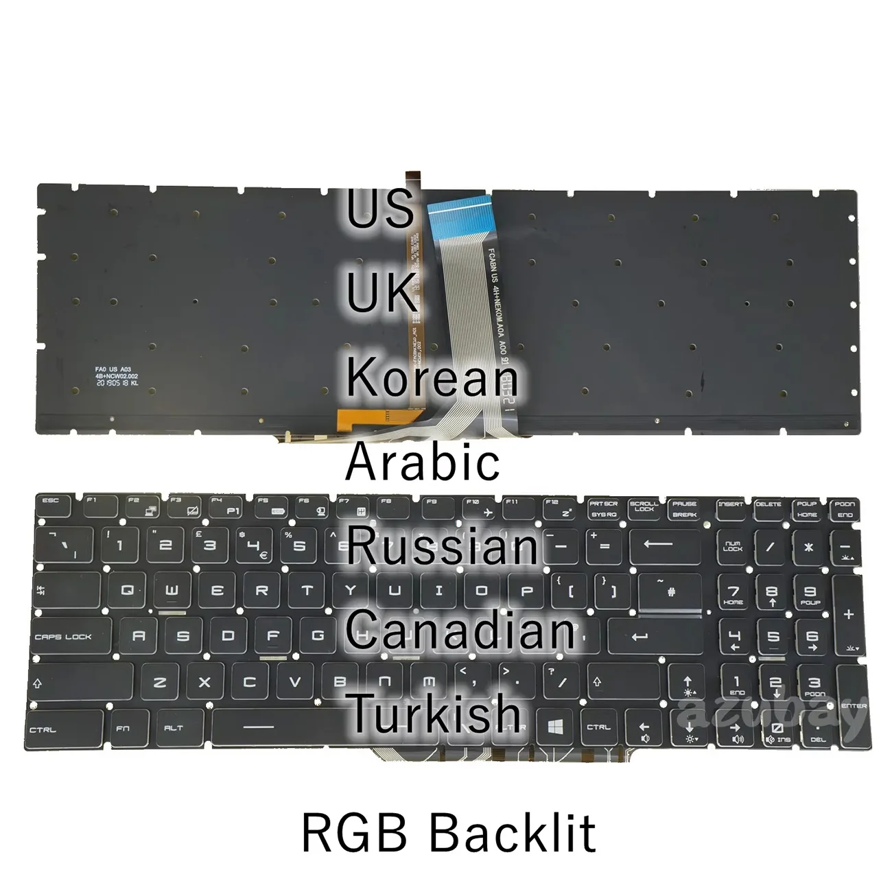 US UK Russian Turkish Arabic Korean Canadian Keyboard For MSI MS-1781 MS-1782 MS-1783 MS-1785 MS-1791 MS-1792 1794 RGB Backlit