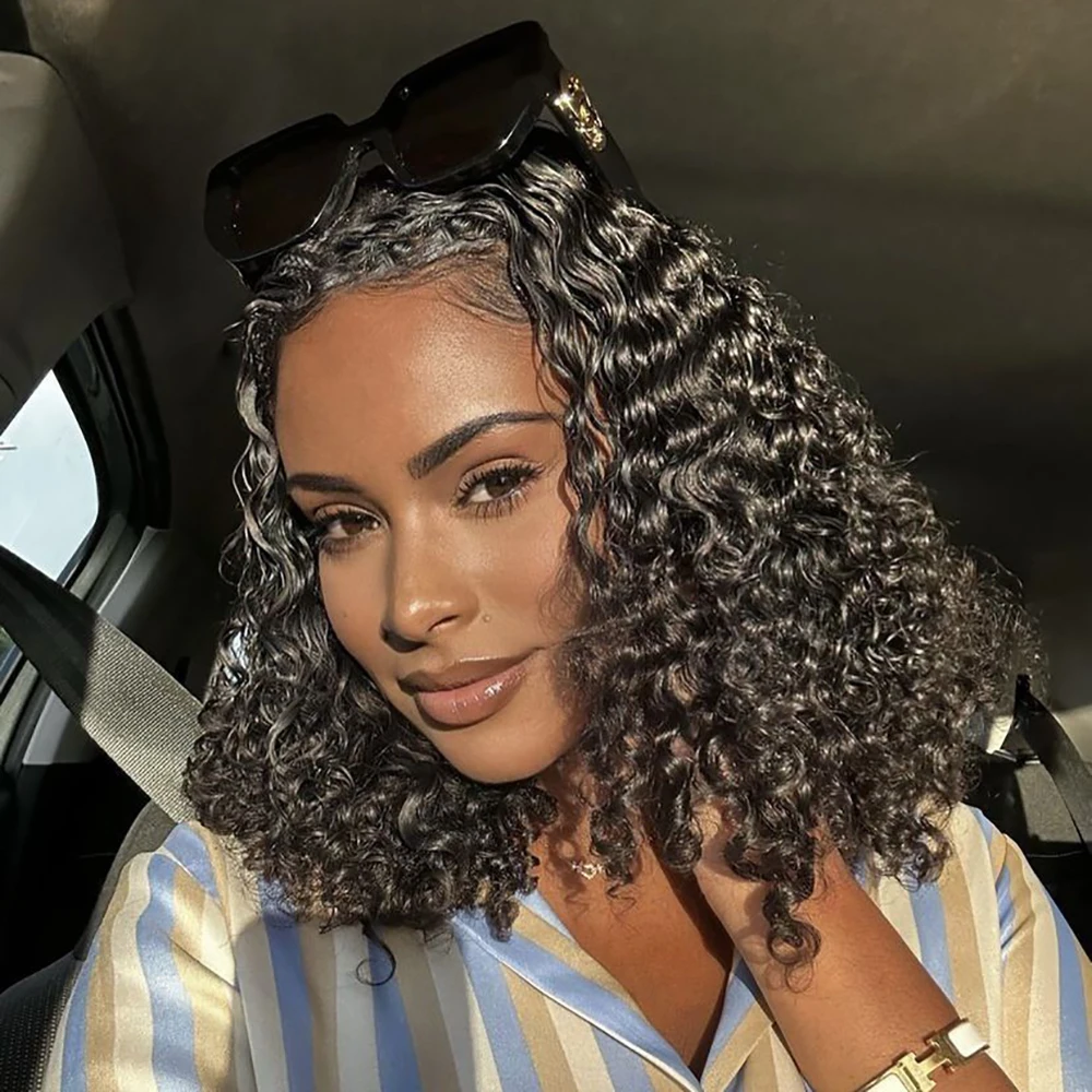 غلويليس الأفرو الباروكات شعر الإنسان شعر طبيعي مفرود الباروكات 4x4 HD الدانتيل بوب شعر بشري قصير الباروكات 100% جودة الشعر البشري ﻿