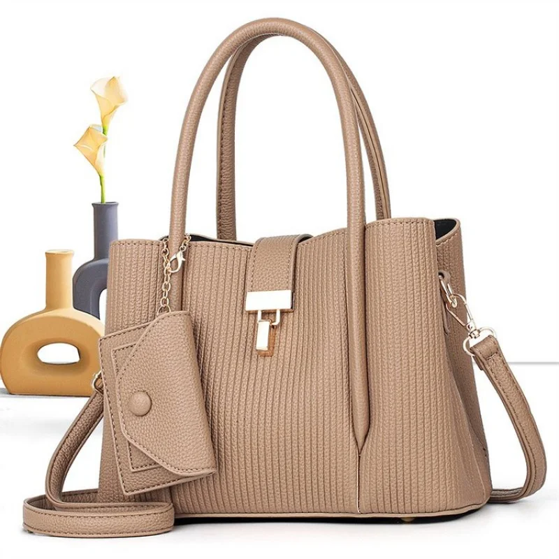 

Elegant Top Handle Tote Bag In Durable Leather Spacious Compartment Shopping