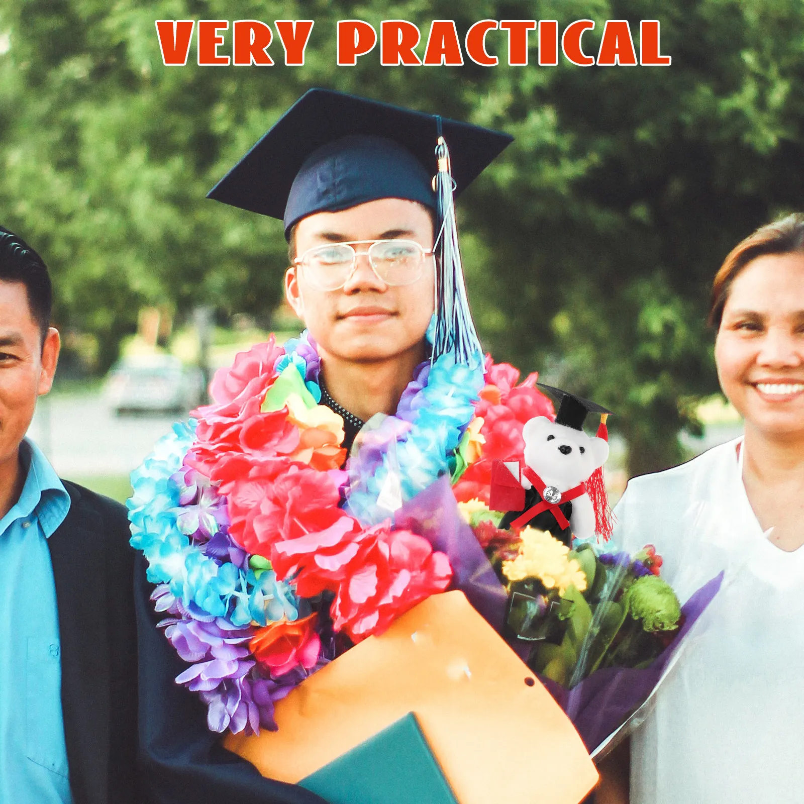 

8Pcs Graduation Bear Bouquet Set Vivid Appearance Stylish Photo Prop Graduation Decoration Gift for Students Families Friends