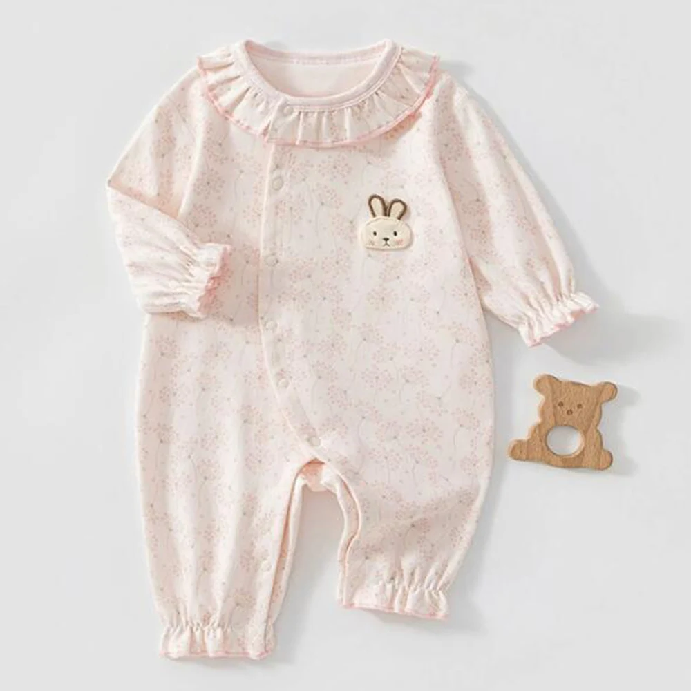 Christmas Long Sleeve Baby Girl Rompers Ruffles Collar Floral Autumn Winter Infant Clothes Halloween Newborn Baby Jumpsuits