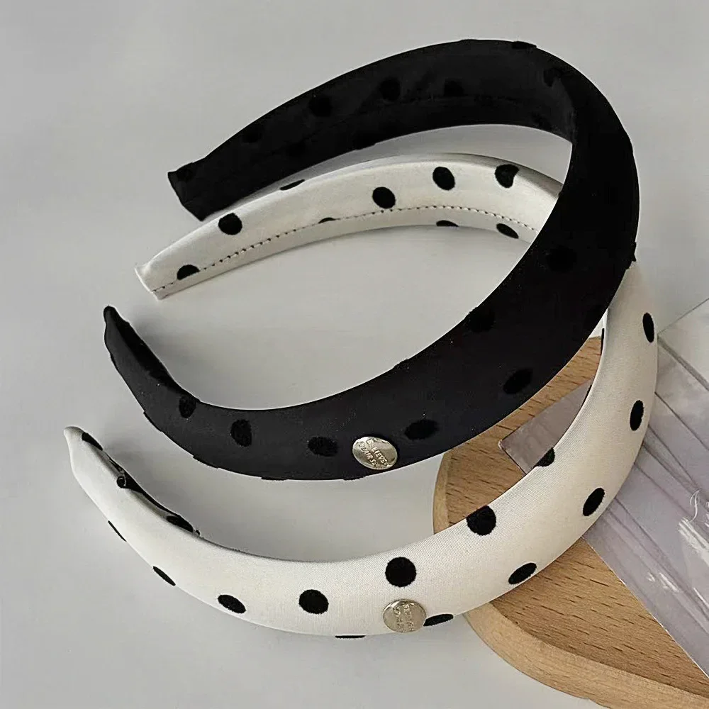 

Elegant Polka Dot Hair Hoop Satin Wide Non-Slip High Crown for Women Girls Daily Commute Hair Accessories Headband