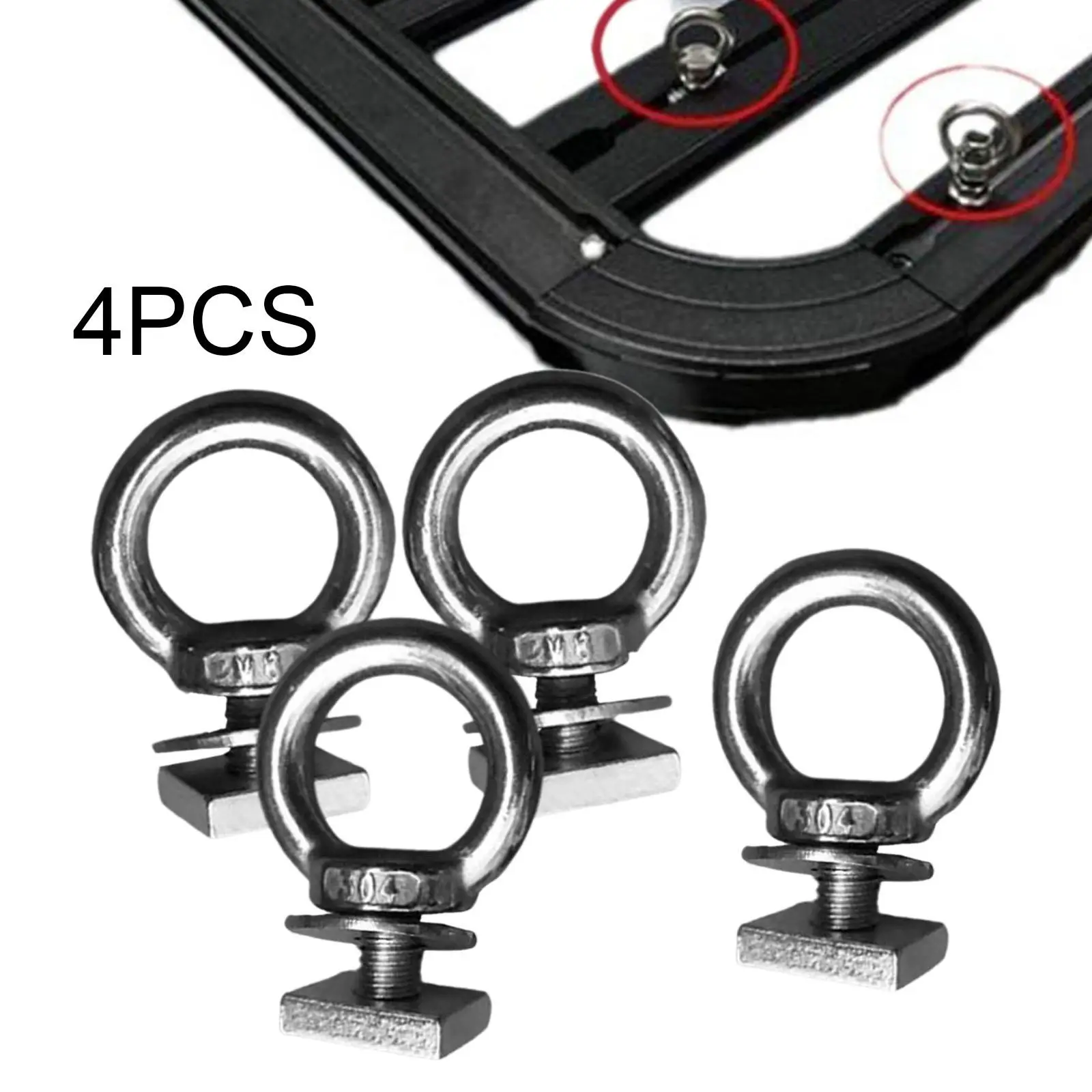 4 Pieces Heavy Duty Eye Bolt Tie Down Rings Roof Platform Luggage Rack Expansion