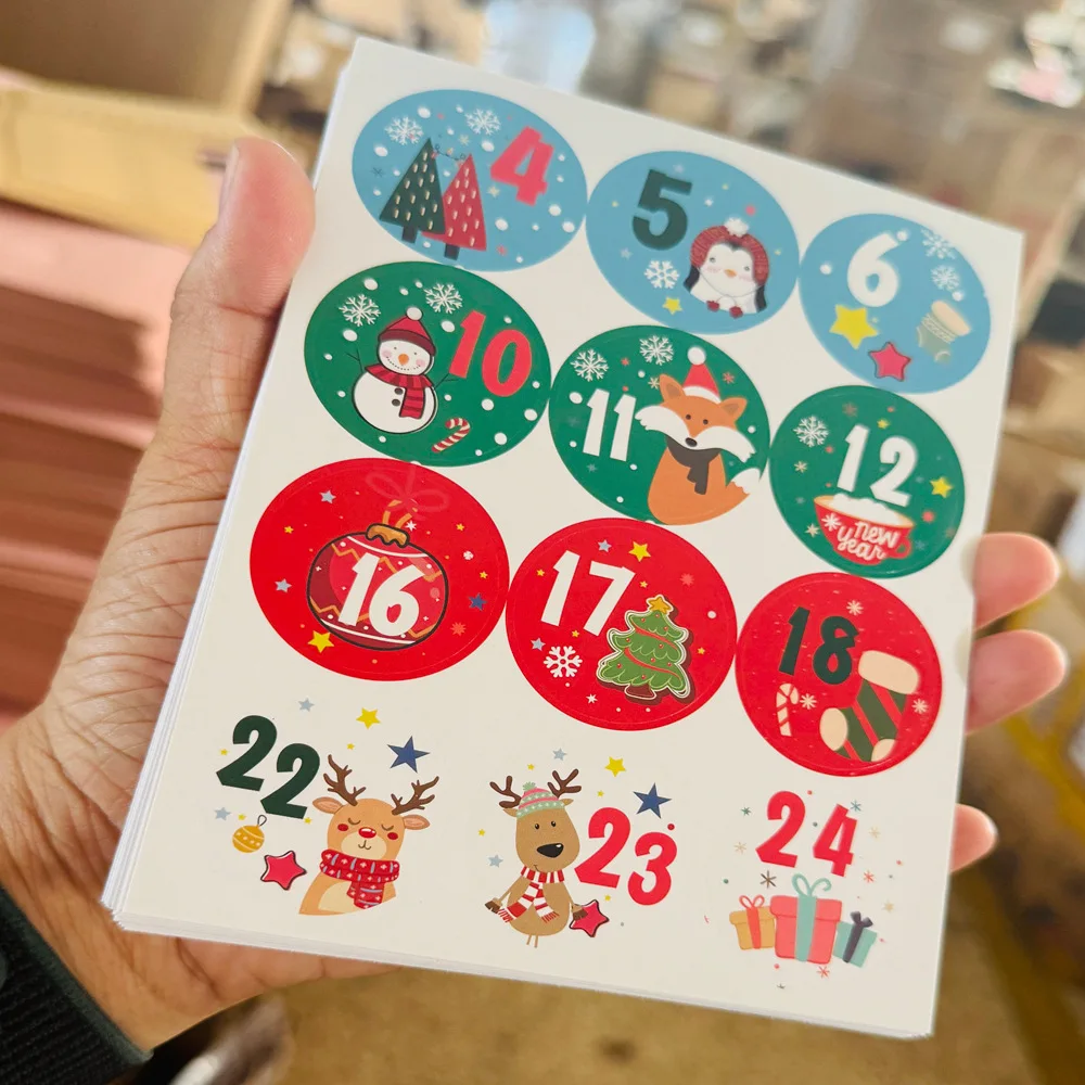 

﻿24pcs Christmas Decoration Advent Calendar Number Stickers Multi-Function Gift Packaging Sealing Number Stickers Home Decor ﻿