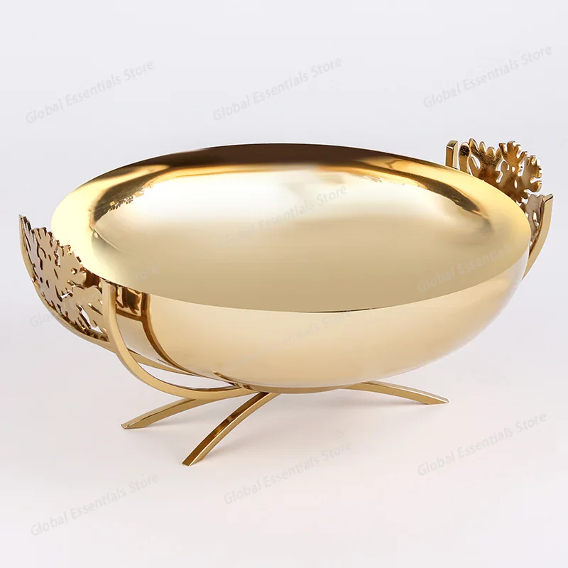 

Light Luxury Metal Fruit Plate Living Room Desktop Snack Jewelry Storage Decoration Modern Home Art