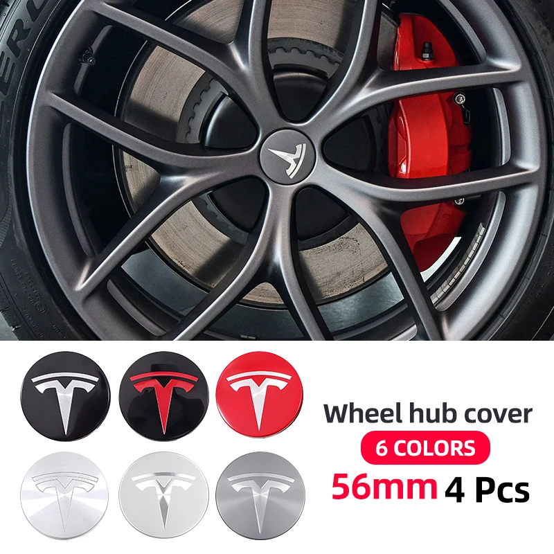 4piece 56mm Wheel Hub Center Caps For Tesla Model 3 Model Y Badge Cover Hubcaps for Tesla Model Y X S 2023 Car Accessories