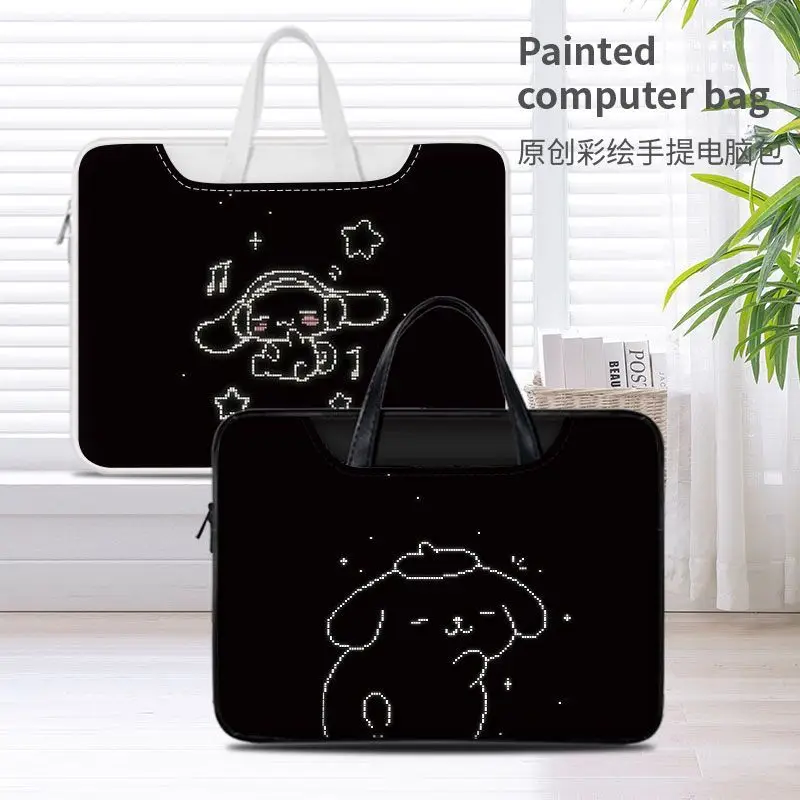 

Sanrio Cinnamon Rolls Pompom Purin Stitch Laptop Bag Cute Large Capacity Tablet Organizer Cartoon Handbag Laptop Case 14in 16in