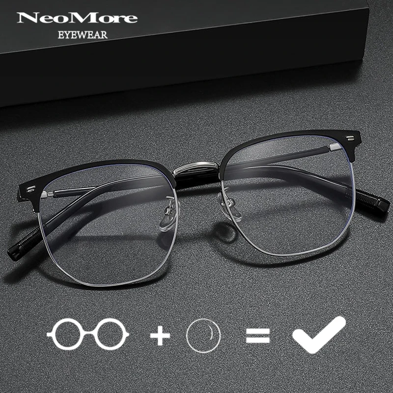 

Fashion Round Half Frame Prescription Eyeglasses Ultra Light Alloy Optical Lens Glasses Men's Reading Myopia Multifocal Glasses