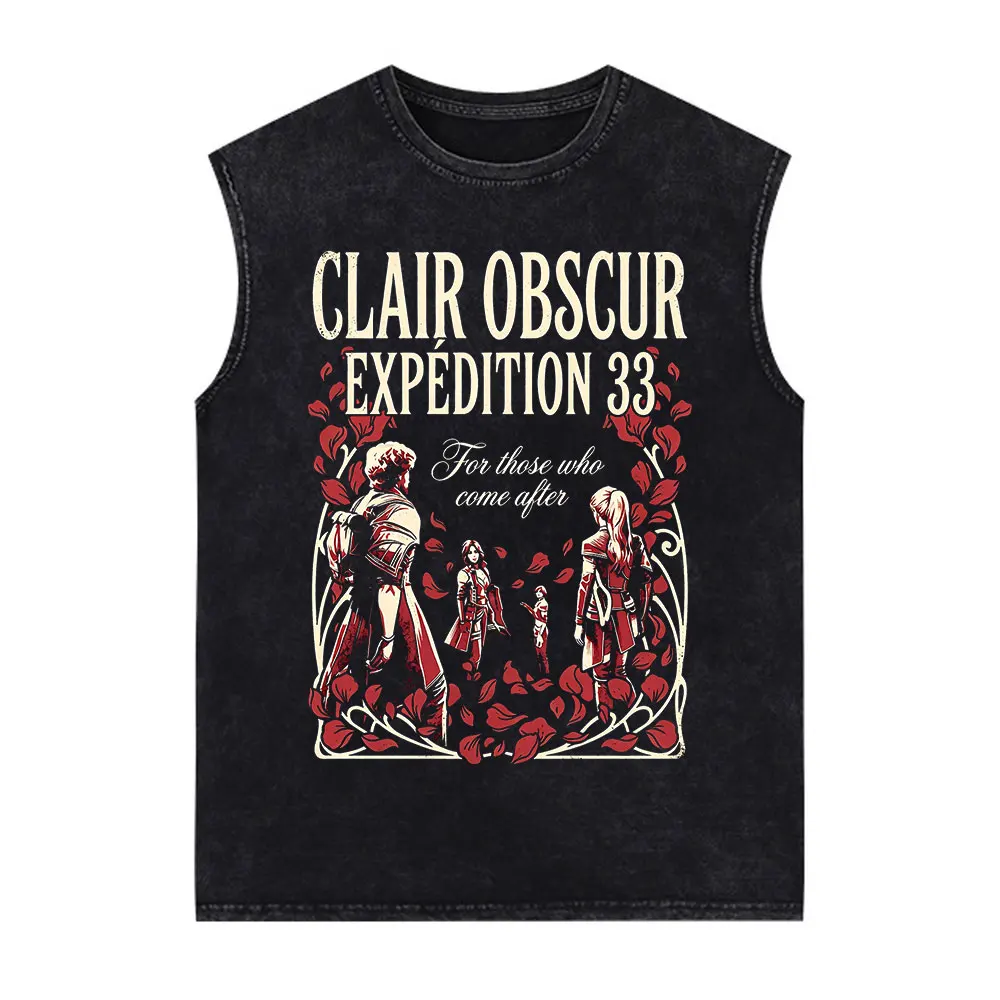 Clair Obscur Expedition 33 for Those Who Come After Vintage Washed Vest T Shirt Men Women Fashion Oversized Sleeveless Tank Tops