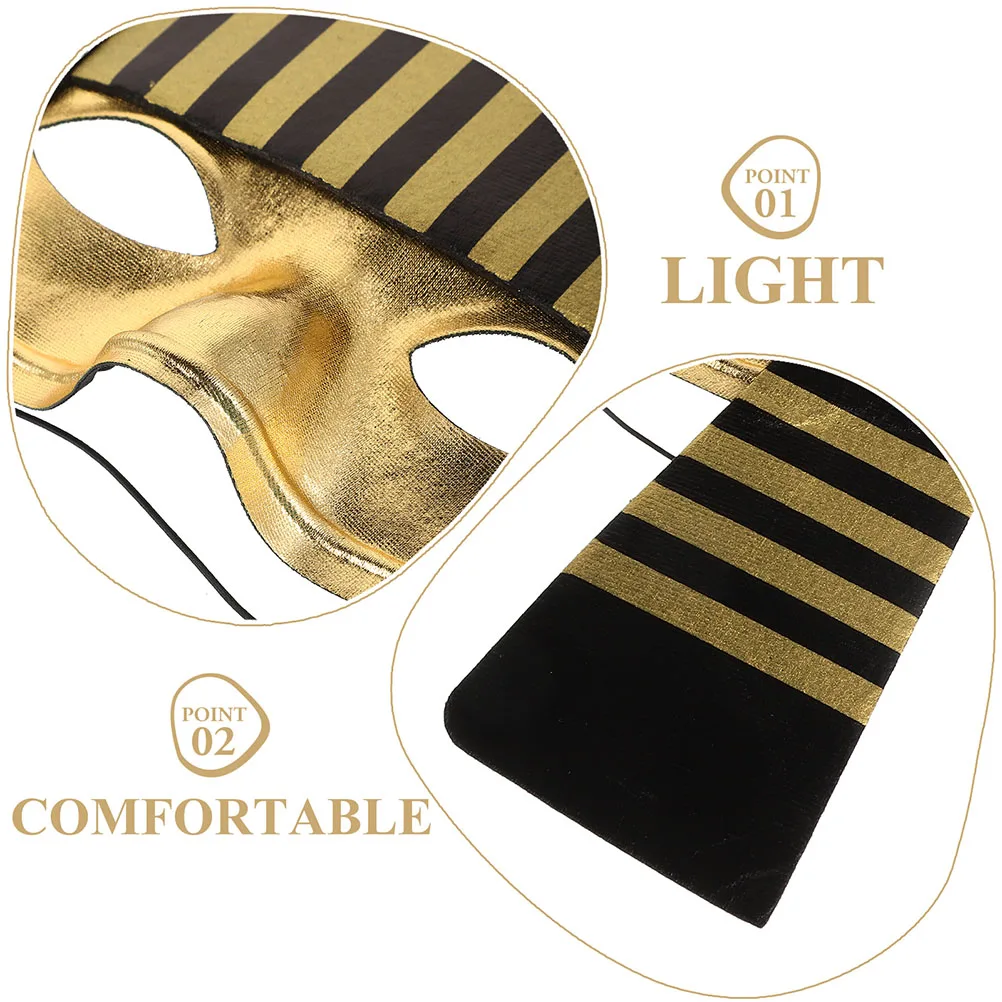 2Pcs Kids Egyptian Pharaoh Mask Halloween Cosplay Adjustable Comfortable Reusable Party Mask Masks Accessories