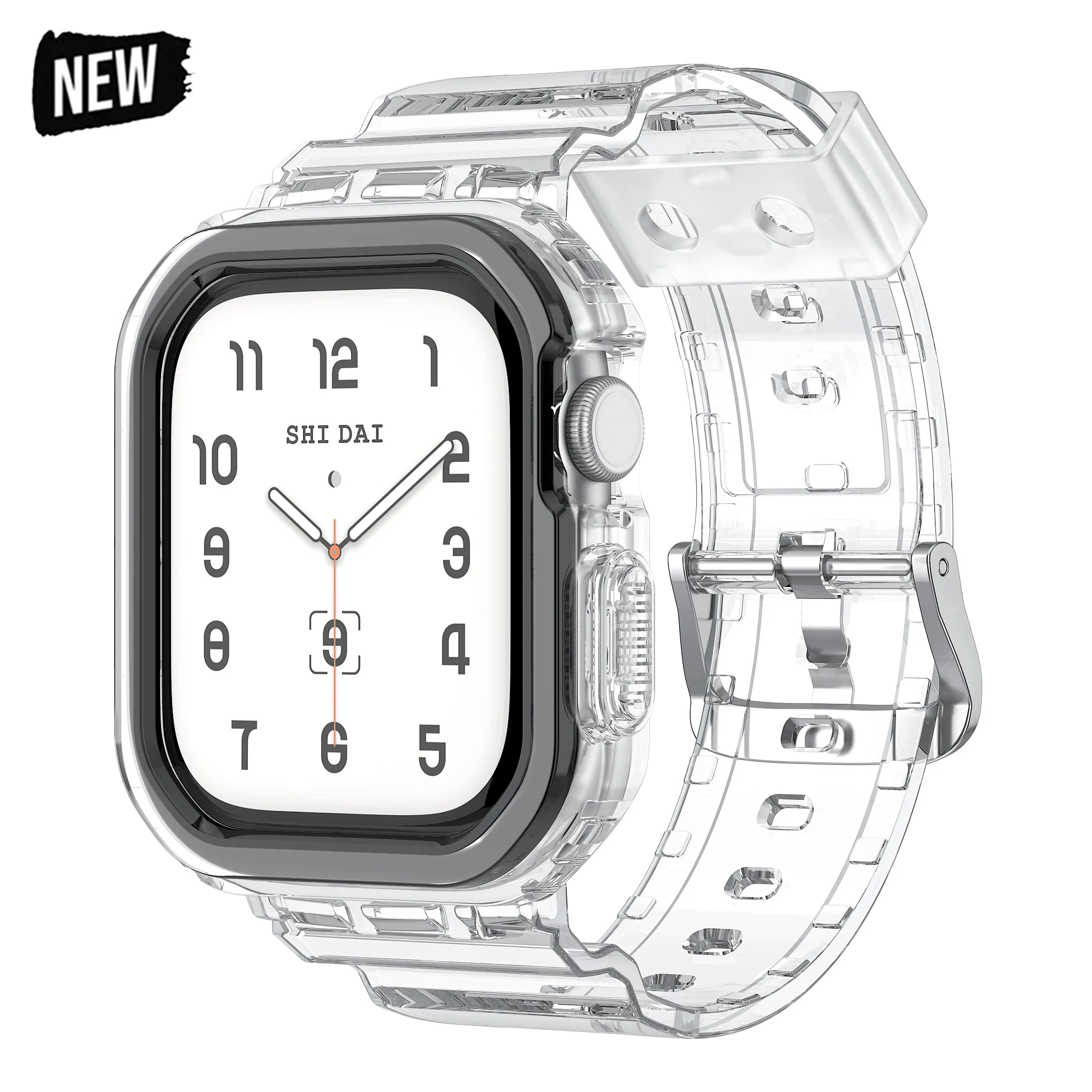 حافظة + حزام شفاف لسلسلة ساعات Apple 11 10 42 مم 46 مم حزام سيليكون شفاف لساعة iwatch 11 10 46 مم 42 مم #2