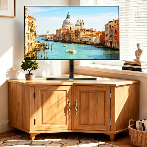 Adjustable Height Swivel Desktop TV Stand for 40-75 Inch TVs 45 Degree Swivel with Easy Installation