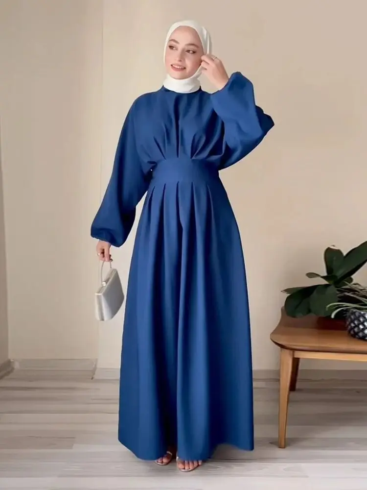 Ramadan lino Abaya Dubai turchia Islam musulmano modesto vestito caftano preghiera vestiti per le donne Kebaya Robe Arabe Femme Musulmane