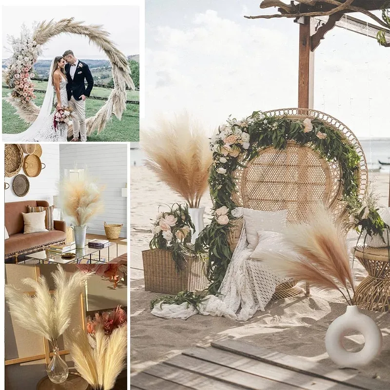 Fluffy Tall Pampas Grass Boho Decorative Artificial Flowers Home Bedroom Decoration Reed Wedding Party Christmas Decor Flower view 5