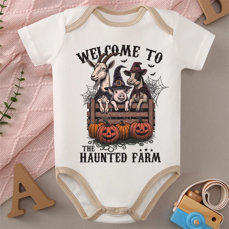 

MINISO Halloween Pure Cotton Ghost Print Baby Cloths Jumpsuit Onesie Soft Bodysuit for 0-12 Months Newborn Best Gift for Baby