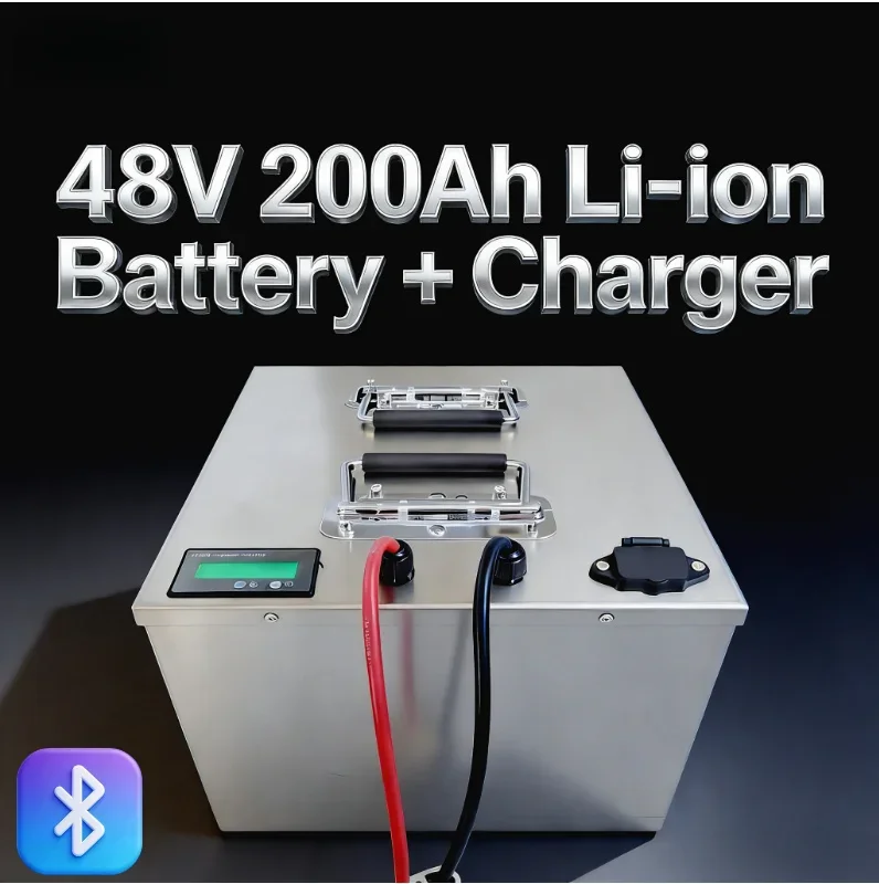

48V 200ah Li-ion Battery + Charger | High Capacity Off-Grid Power for 7000W EV