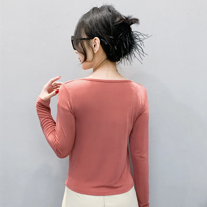 

2025 Autumn Chic Draped V-neck Design Women's T-Shirt Sexy Hollow Out Off Shoulder Long Sleeved Tops Streetwear Slim Mesh Tees
