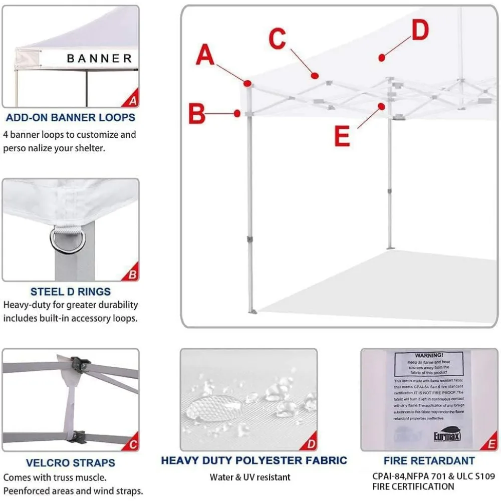 10x10 Instant Canopy Replacement Top Cover, 30 Color Options, Includes 4PC Bonus, Pop Up Tent Canopy Cover Only
