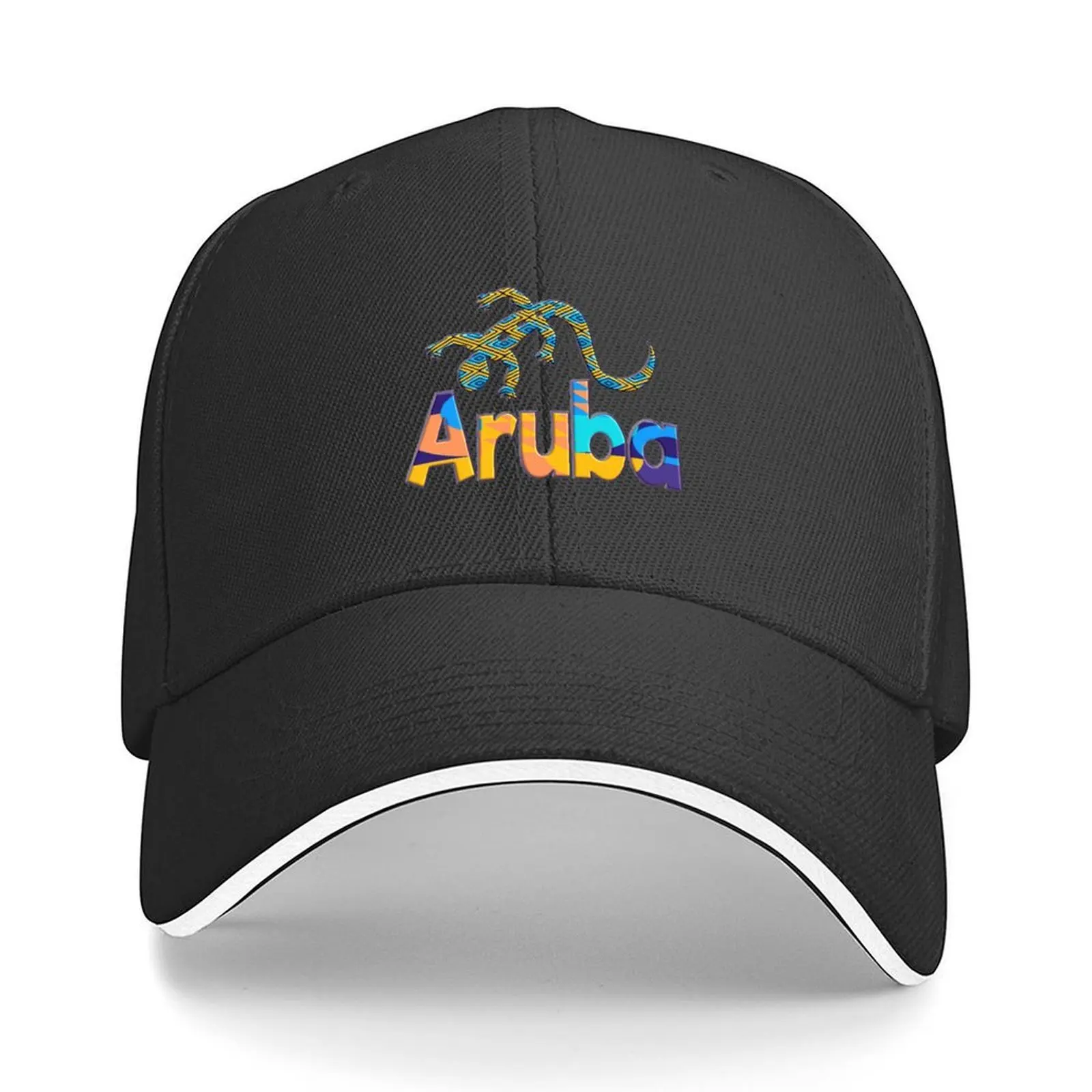 

ARUBA - ONE HAPPY ISLAND - LIZARD PARADISE Baseball Cap Hip Hop Bobble Hat Snap Back Hat Sun Cap Trucker Hats For Men Women's