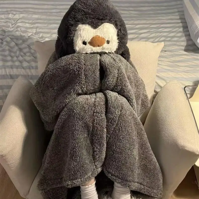 Nowy Kreskówkowy Kawaii Szlafrok Dziewczęcy Jesienno-Zimowy Piżama z Kapturem Odzież Do Spania Polar Koralowy Utrzymujący Ciepło Gruby Strój Nocny Uroczy Zestaw Domowy