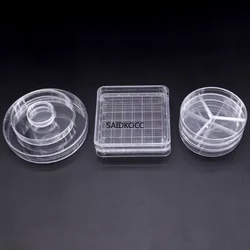 SAIDKOCC 10Pcs 35mm 60mm 90mm 100mm 120mm Round/Square Clear Petri Dishes with Lids Disposable Plastic Sterile Petri Dish