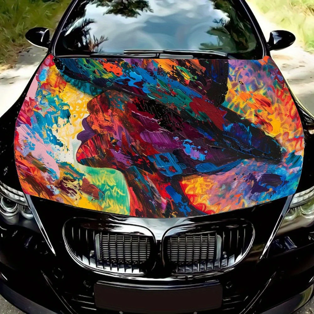 

Easy-to-install Car hood film, stickers with Colorful Abstract Female Silhouette pattern - car vinyl wraps, exterior accessories